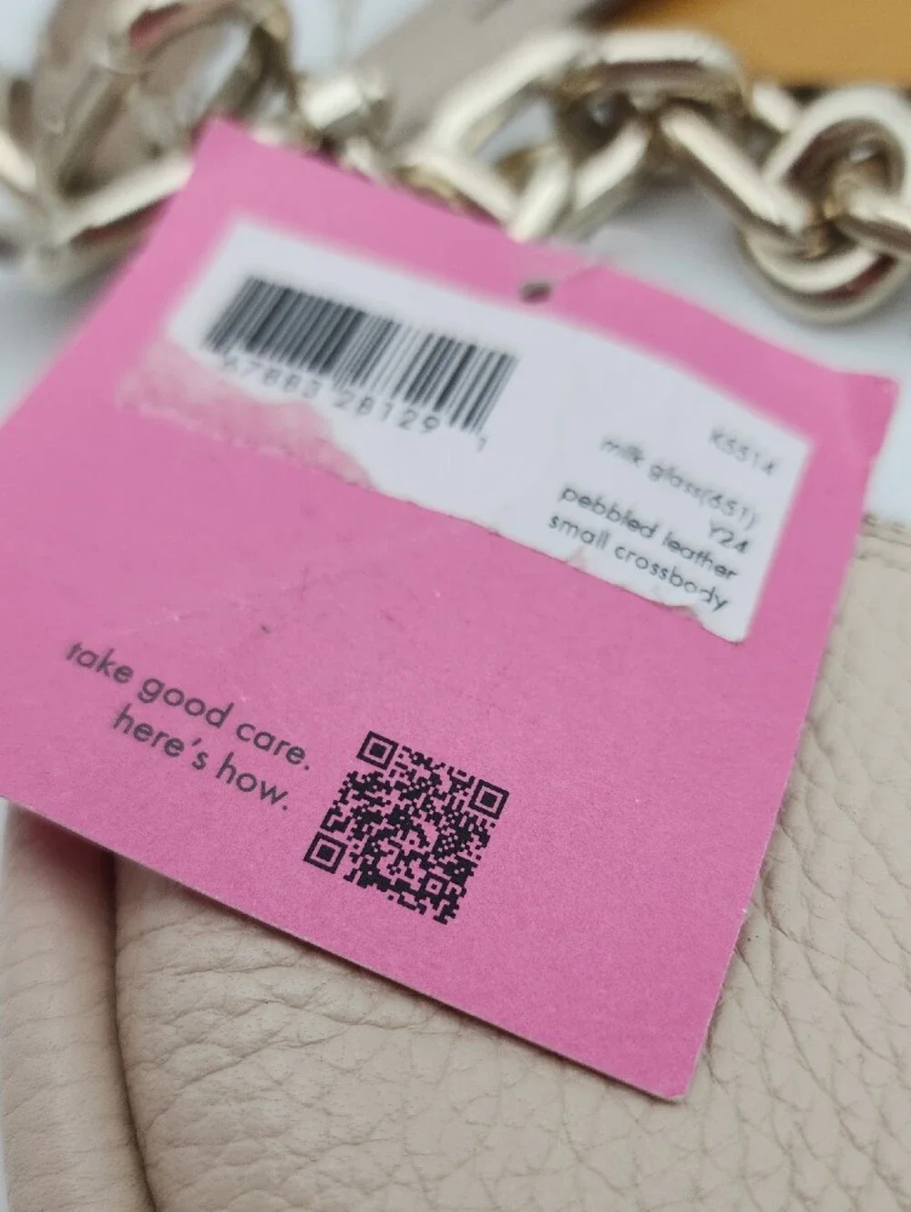 kate spade Crescent Shoulder Bag in Light Beige with Gold Chain